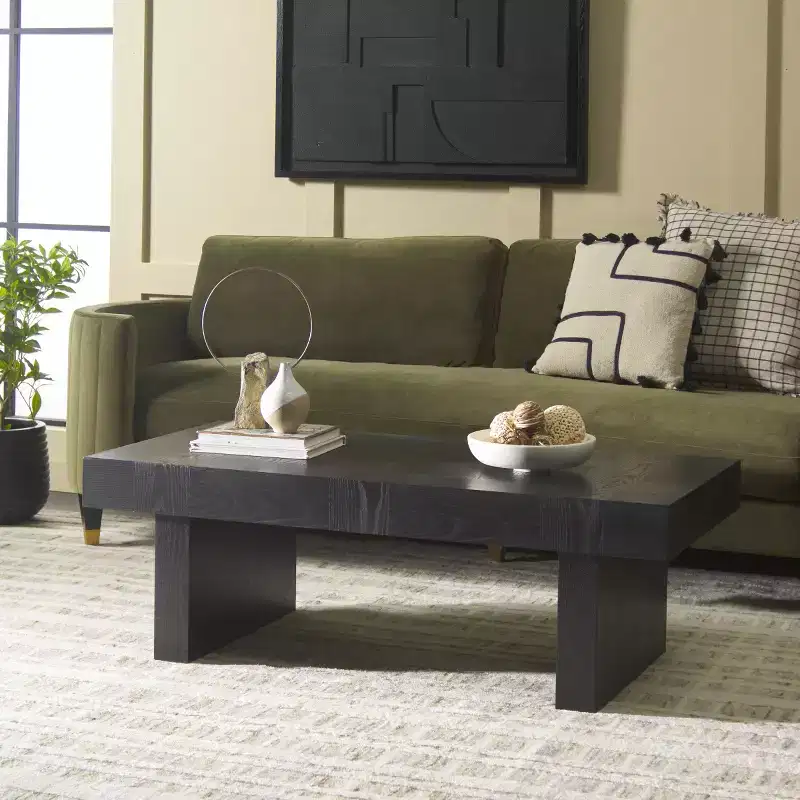 Rectangular Coffee Table with Ashwood Veneer Top and Trestle Base