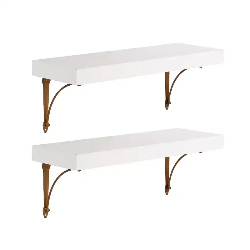 Kate and Laurel Hatley Floating Shelf Set, White, 2pc 24 inch