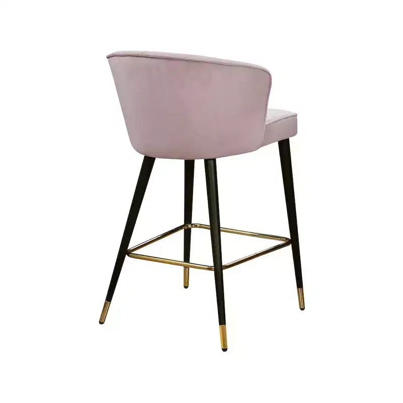 Meridian Furniture,Cassie Pink Velvet Stool, Set of 2