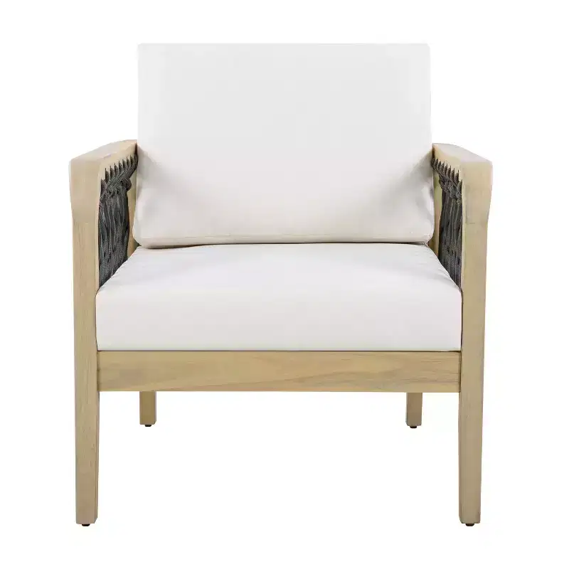 Christopher Knight Home Momo Modern Outdoor Acacia Wood Club Chair with Handwoven Rope