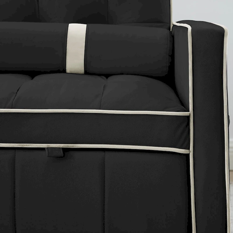 Modern 55.5 Pull Out Sleep Sofa Bed 2 Seater Loveseats Sofa Couch with side pockets, Adjsutable Backrest and Lumbar Pillow