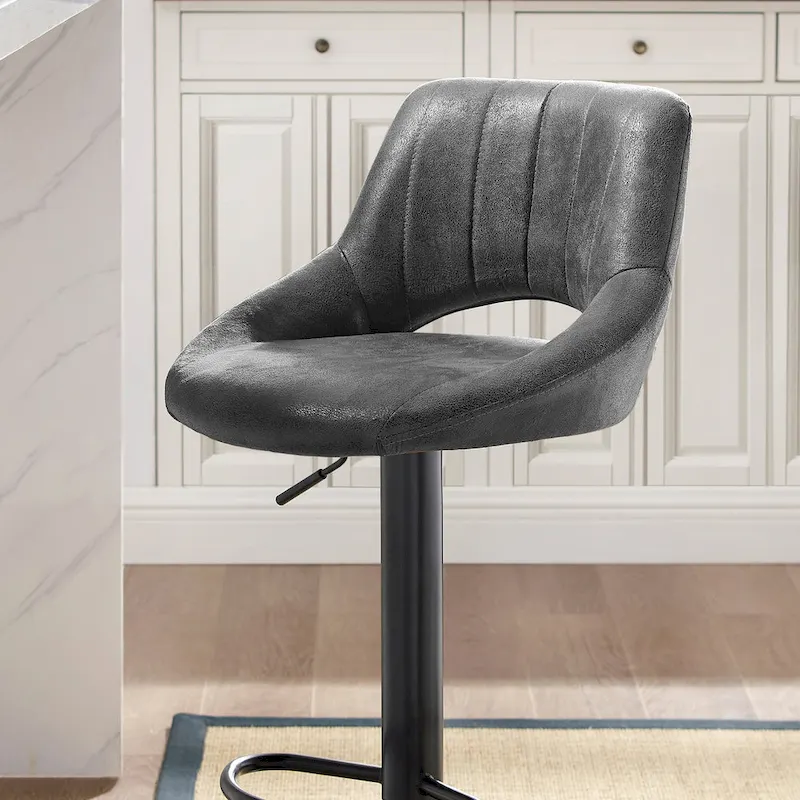 Art Leon Modern Adjustable 360 Swivel Barstool with Retro Faux Leather