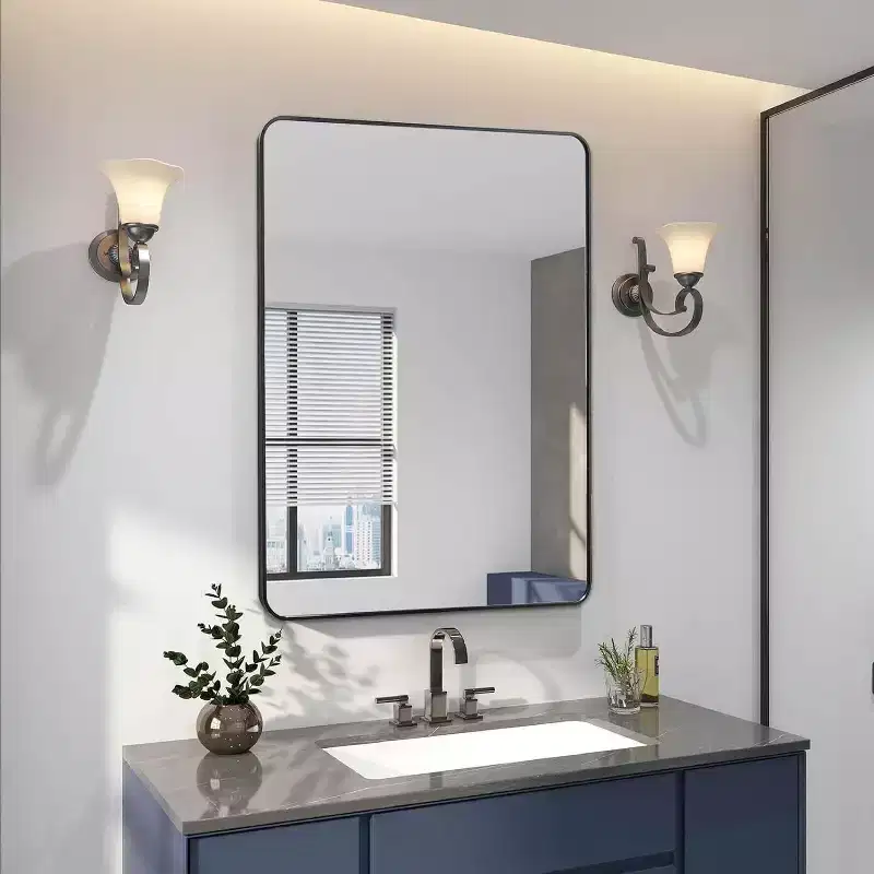 TUYOHW 24x36'' Rectangle Bathroom Mirror,Decorative Wall Mirror with Shatterproof Film & Brushed Aluminum Frame for Bathroom,Living Room
