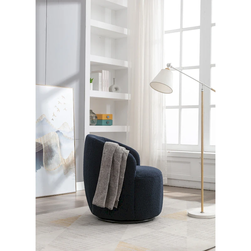 Green Modern 25.6 Swivel Barrel Chair with Metal Ring