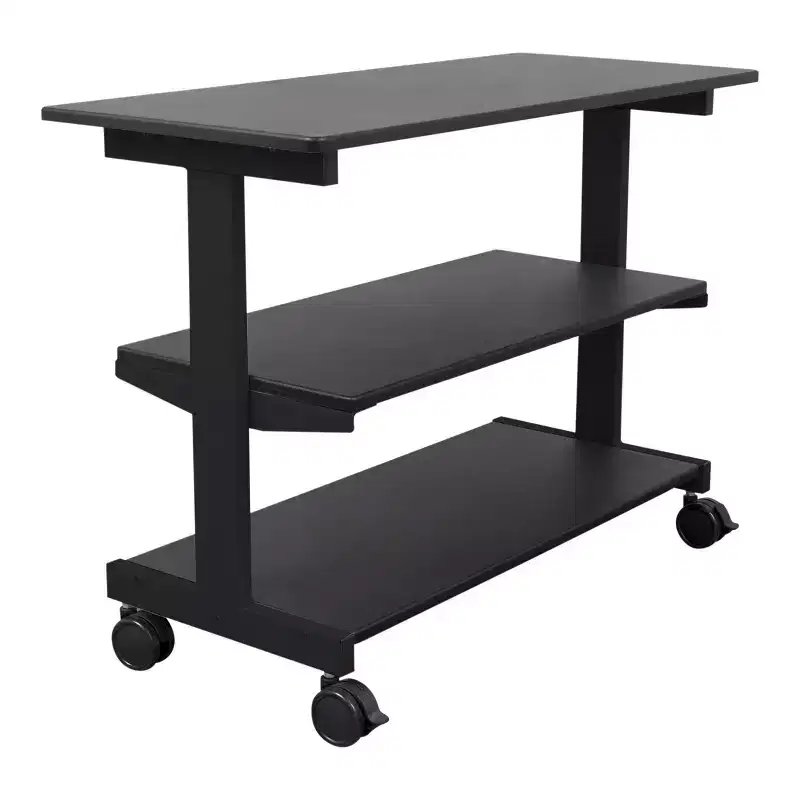 3-Shelf Rolling Desk Return Side Desk Organizer and Bookcase on Wheels