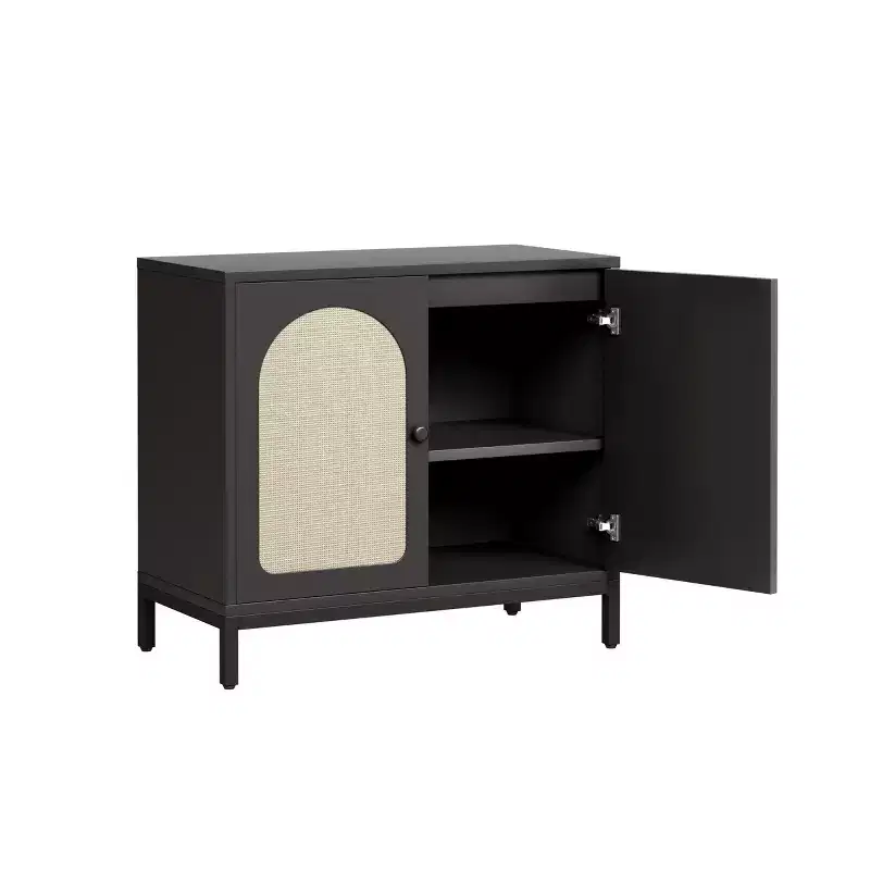 COZONY Rattan Sideboard Buffet Cabinet with Adjustable Shelf, Kitchen Storage Cabinet for Living Room Hallway Entryway