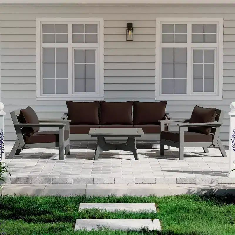 WestinTrends Avalon Outdoor 6-Piece Modular Sectional Patio Furniture Sofa Set, Gray/Brown