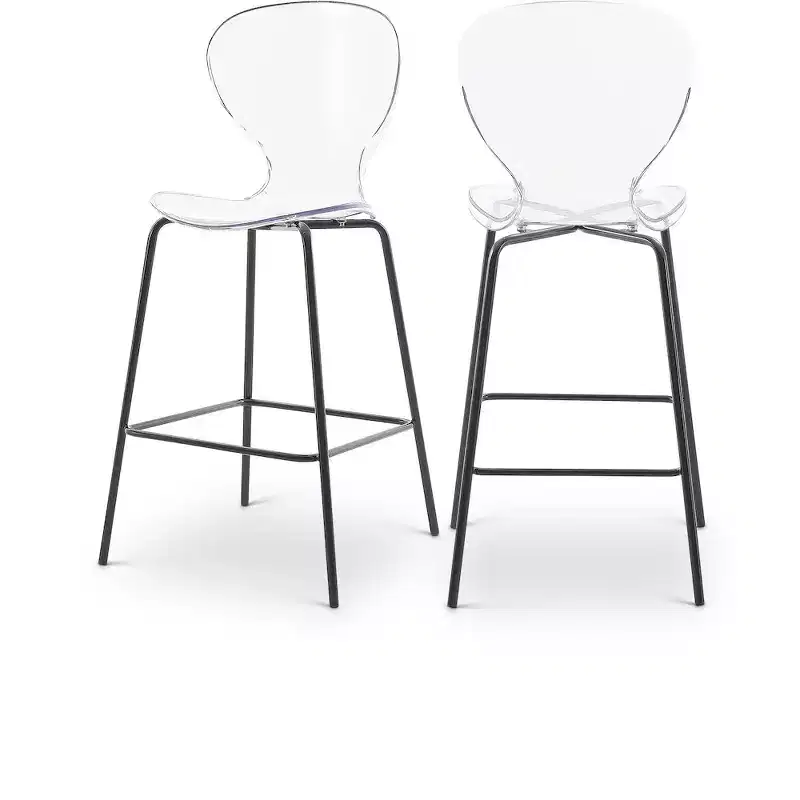 Meridian Furniture,Clarion Matte Black Stool, Set of 2