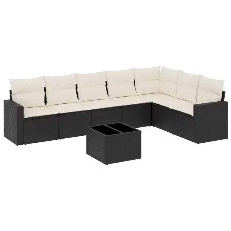 vidaXL Garden Sofa Set Black, Cream