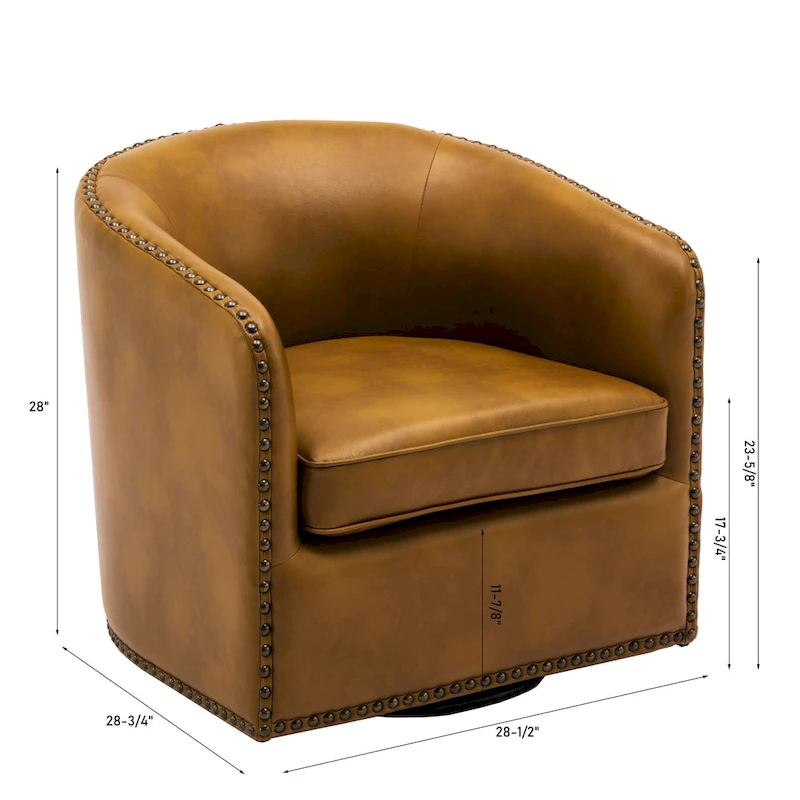 Truman Faux Leather Swivel Arm Chair with Nailhead Trim by Greyson Living