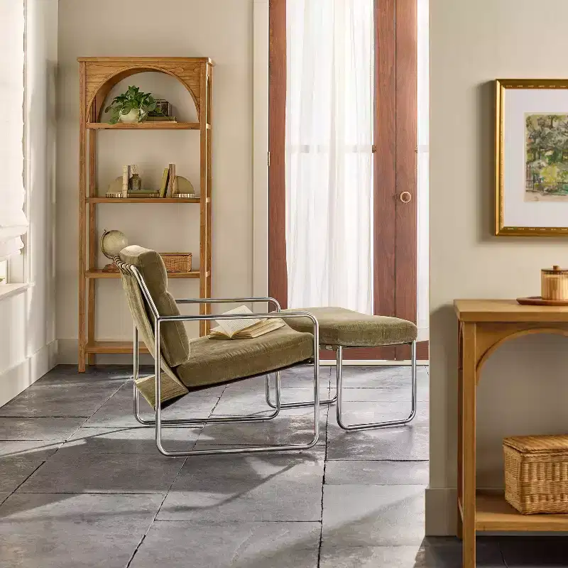 Modern Ottoman with Chrome Frame
