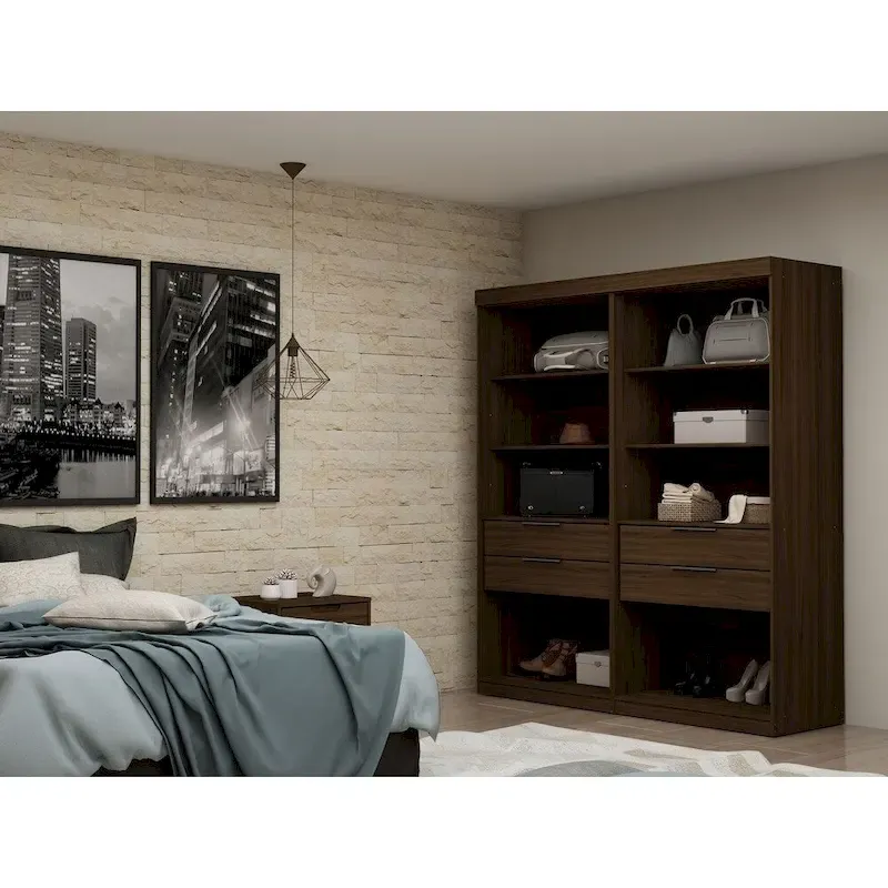 Open 2-Section Modern Wardrobe Closet – Bedroom Storage Organizer
