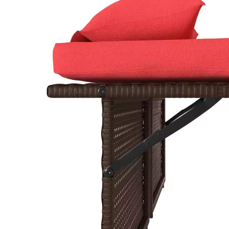 vidaXL Reclining Patio Bench with Cushions Seating Poly Rattan