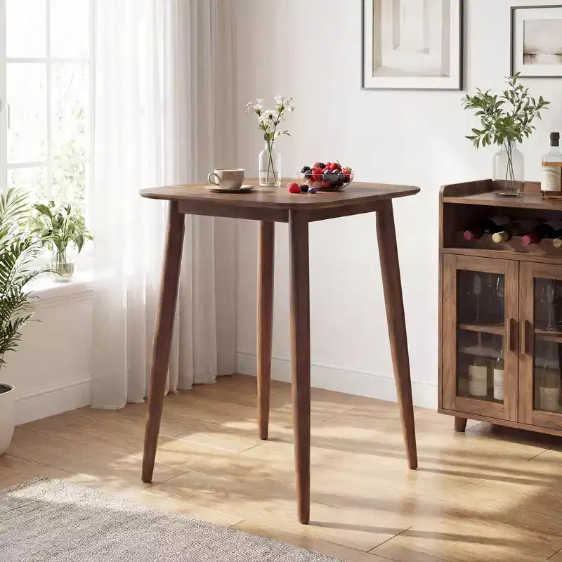 Costway 36 Inch Solid Rubber Wood Farmhouse Kitchen Table with Sturdy Pedestal Base