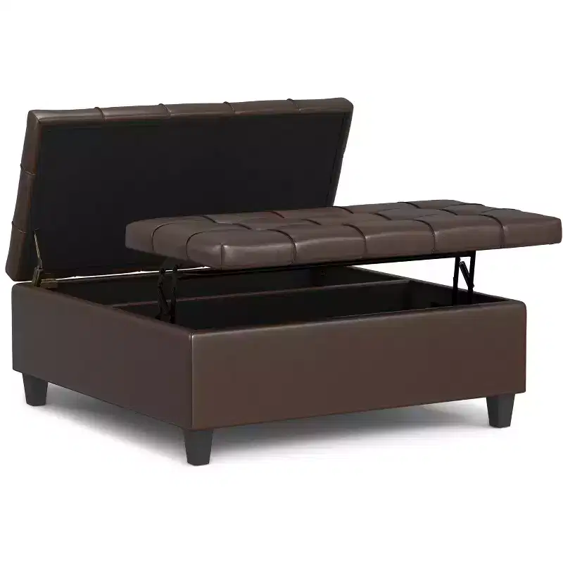 Elliot 40 inch Wide Large Square Coffee Table Storage Ottoman
