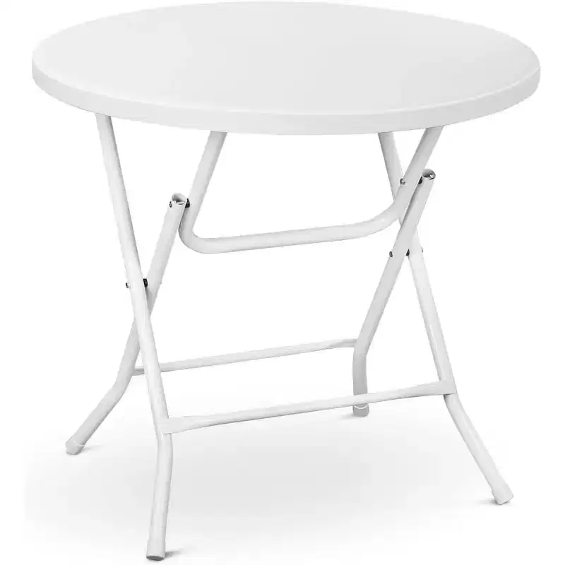 Cocktail Table Portable Folding Bar Height Table,Compact Round High Top Plastic,Steel Bistro with Removable Legs for RV Patio Catering Parties