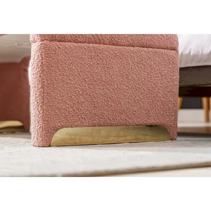 New Boucle Fabric Ottoman Footstool Bedroom Bench Shoe Bench With Gold Metal Legs