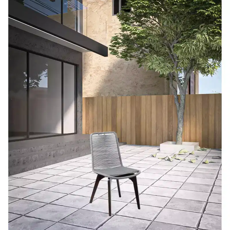 HomeRoots Set of Two 18 Silver Solid Wood Outdoor Dining Chair