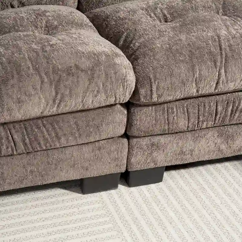120.87 Chenille L-Shaped Sleeper Sectional Sofa with Ottoman