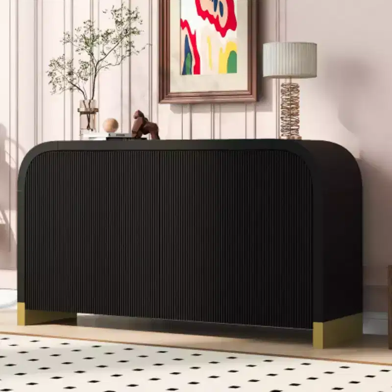 U-Style Four-Door Cabinet Sideboard with Ash Veneer: Exceptional Features for Hallways, Entryways, and Living Rooms