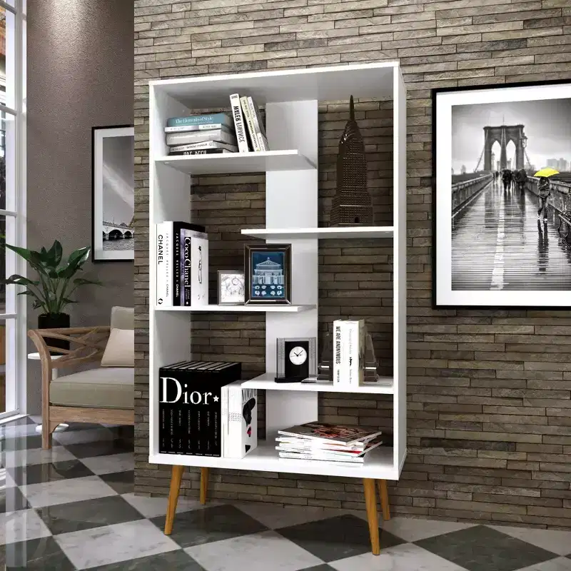 65" Stockholm Bookcase White - Boahaus: Modern Style, 5-Tier Laminate, Anti-Tip, Adult Assembly Required