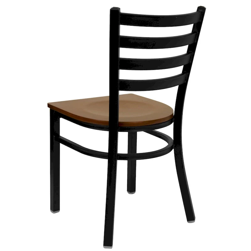 Ladder Back Metal Dining Chair with Wood Seat