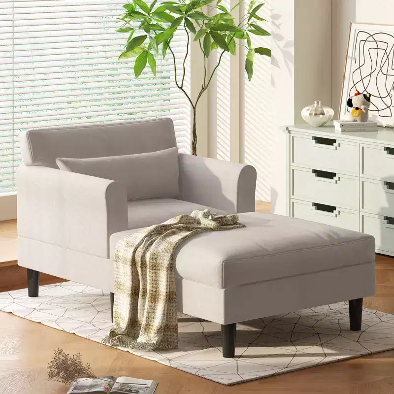 37'' Ice Velvet Chaise Lounge Sofa Couch