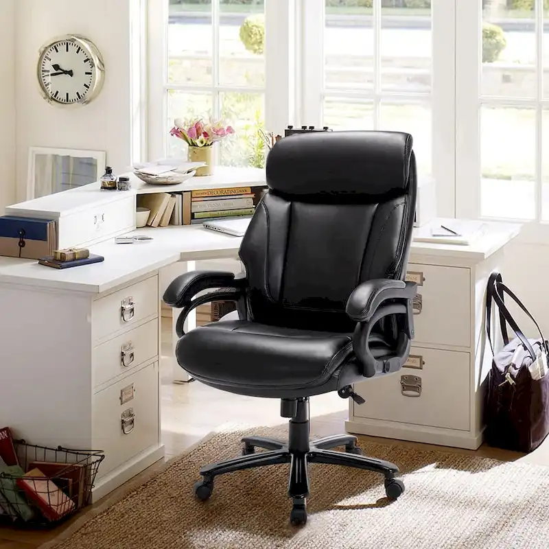 High Back Ergonomic Office Chair – Classic Brown / Classic Black / Diamond Black / Diamond Brown, S-Curve Lumbar, 400 lb Capacity, Seats 1