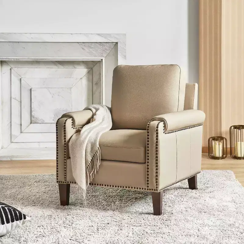 Hellmuth Genuine Leather Armchair with Removable Cushion and Nailhead Trims | HULALA HOME
