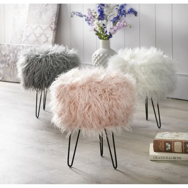 Round Upholstered Stool | Accent Seat for Living Room or Bedroom
