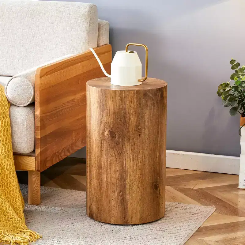 Patterned Cylindrical Multifunctional Table, MDF Coffee Small Dining Workbench Writing Desk for Various Interior Styles