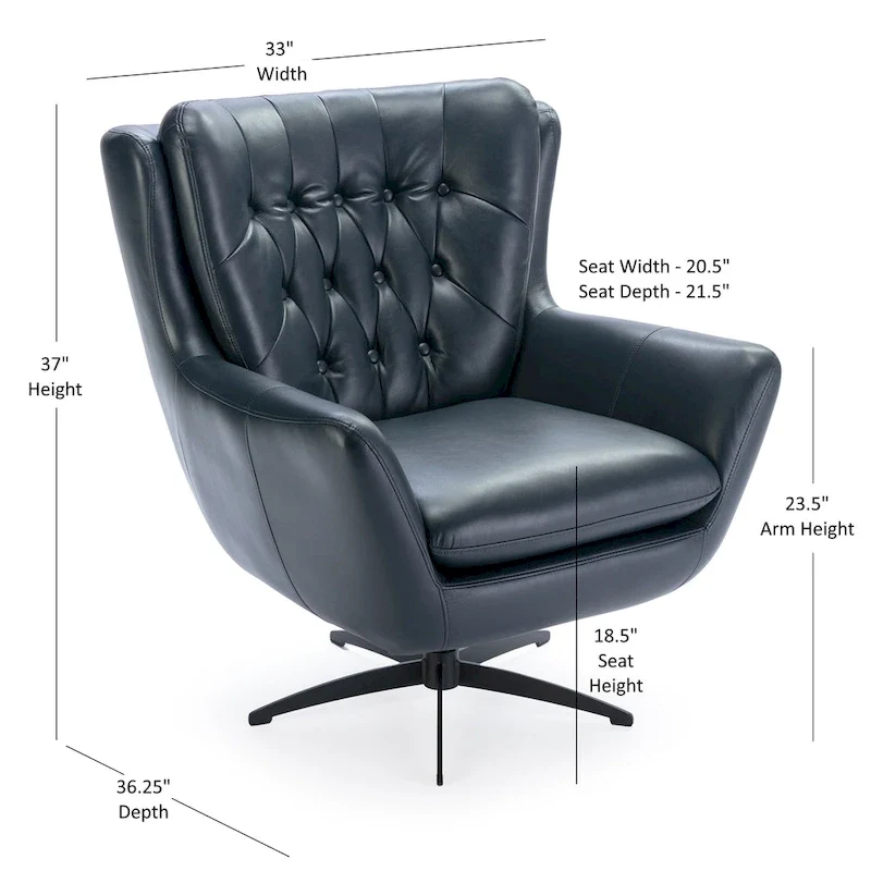 Cleveland Tufted Faux Leather Swivel Chair by Greyson Living