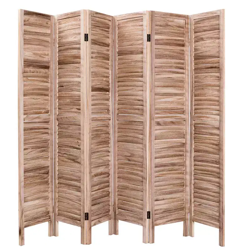 67'' High 6 Panel Room Divider Furniture Classic Venetian Wooden Slat Home