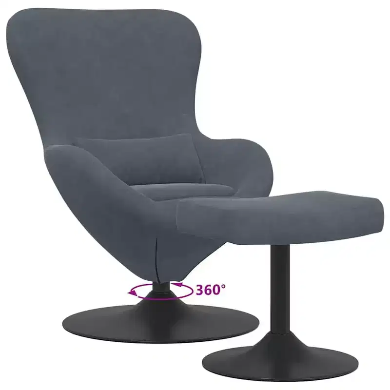 Egg Chair with Footstool Velvet