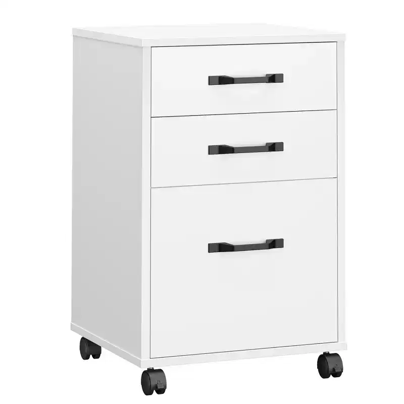 VASAGLE Mobile File Cabinet, 3 Drawers,with Wheels,for A4,Letter Sized Documents,Adjustable Hanging Rail for File Folders