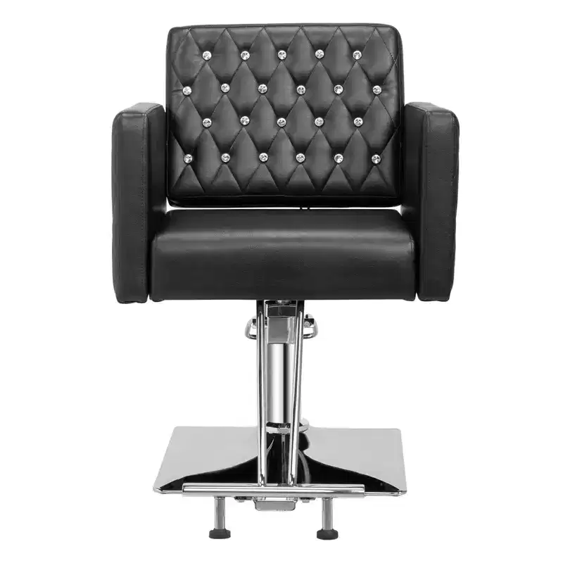 Karl Home Black Modern Heavy Duty Hydraulic Swivel Hair Stylist Salon Chair with Curved Armrests
