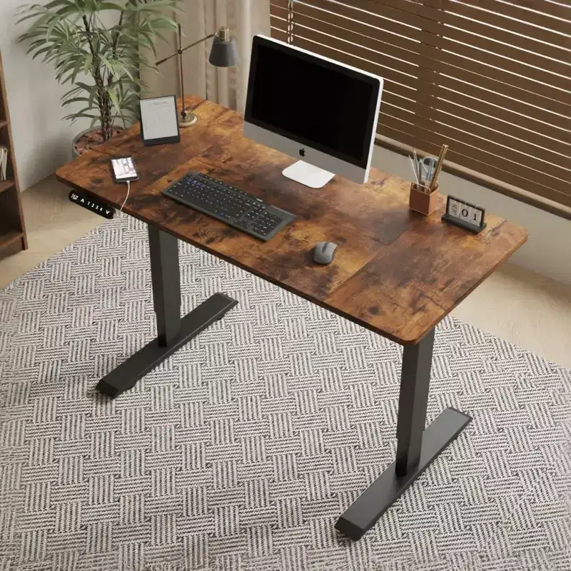 Height Adjustable Standing Desk Sit Stand Work Table End Table for Home Office Workspace Lift Up, Brown, 48*24*45