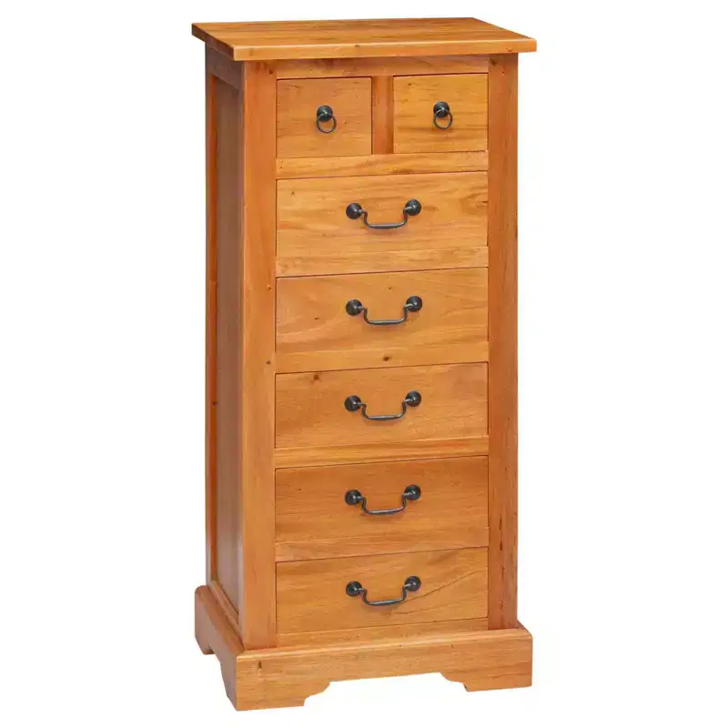 Natural Mahogany 7-Drawer Tall Chest – Rustic Style