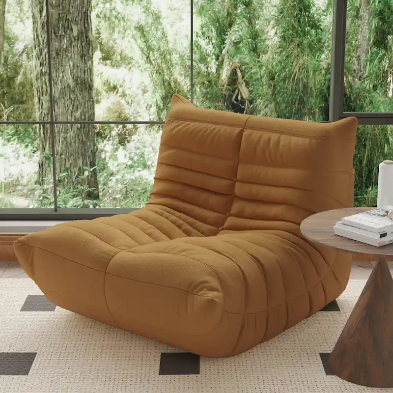 Fireside Chair Single Sofa Teddy Fabric Bean Bag Chair