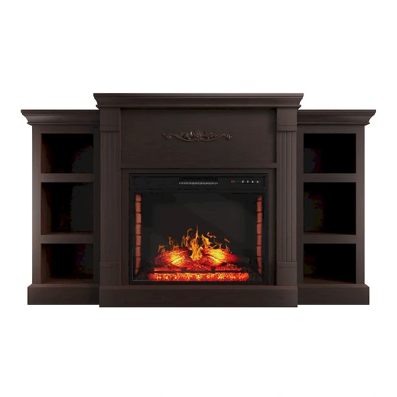 70 Wood Classical Fireplace TV Stand with 28 Electric Fireplace