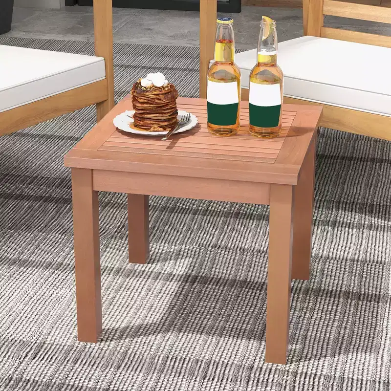 Costway 2PCS Outdoor Adirondack Side Table 18 Square End Table w/ Slatted Tabletop