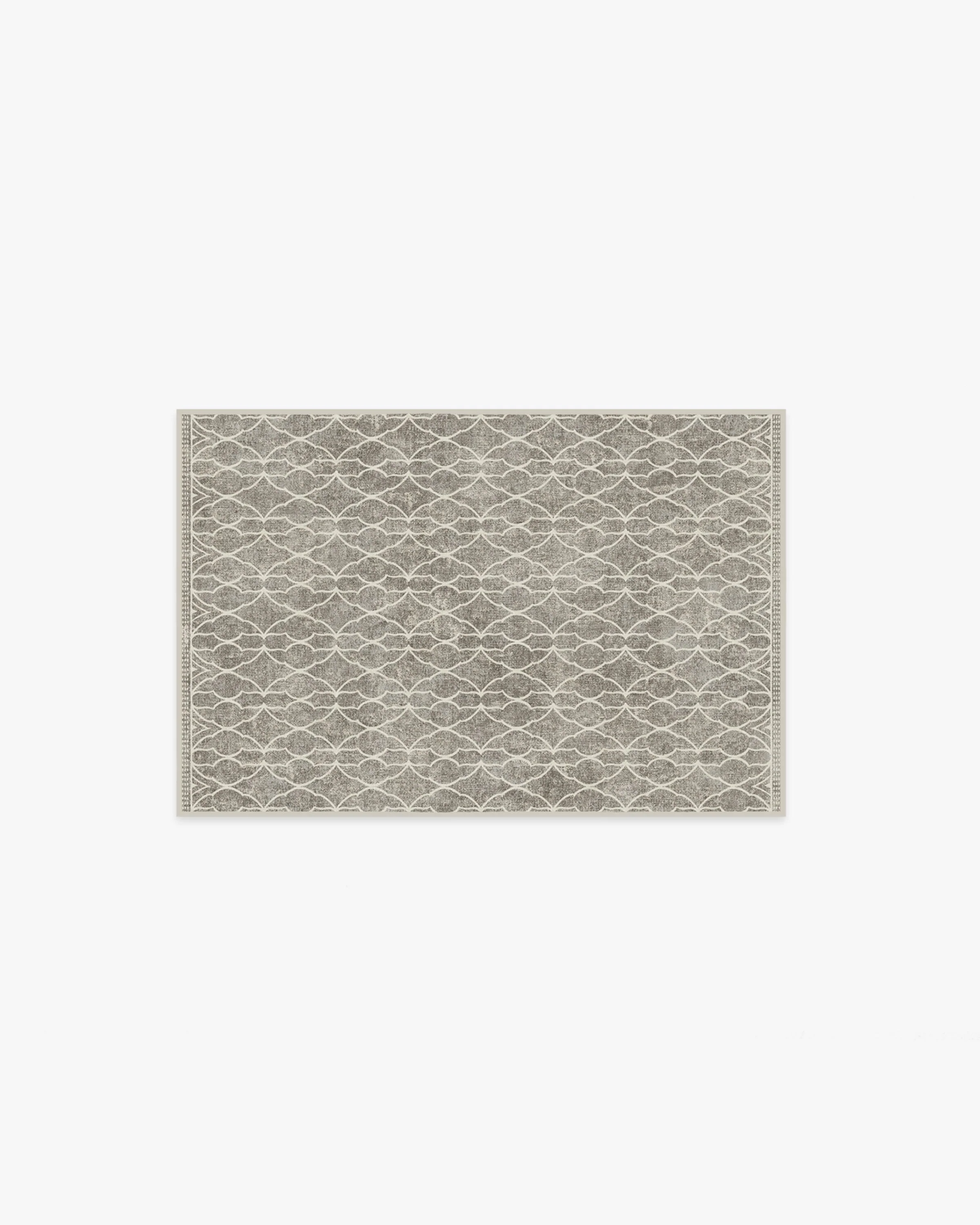 Sci-Fi Character Flatwoven Rug with Iconic Head Trellis Pattern in Ash Grey for Kids Room & Living Room