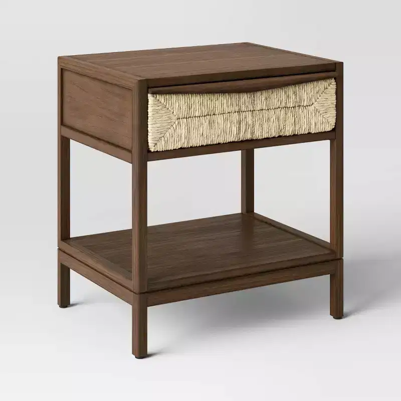 Accent Side Table with Rope-Design Drawer and Lower Shelf