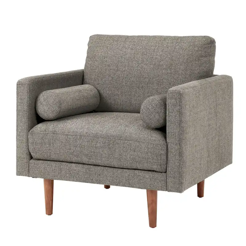 Mid-Century Tapered Leg Armchair with Roll Pillows