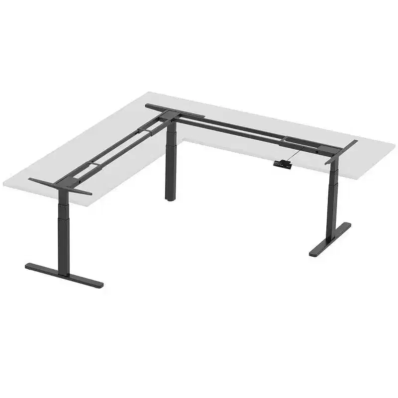 Monoprice Triple Motor Height Adjustable Sit-Stand Corner Desk Frame - Black, 3 Leg Corner, L Shaped Table Base, Programmable Memory Settings