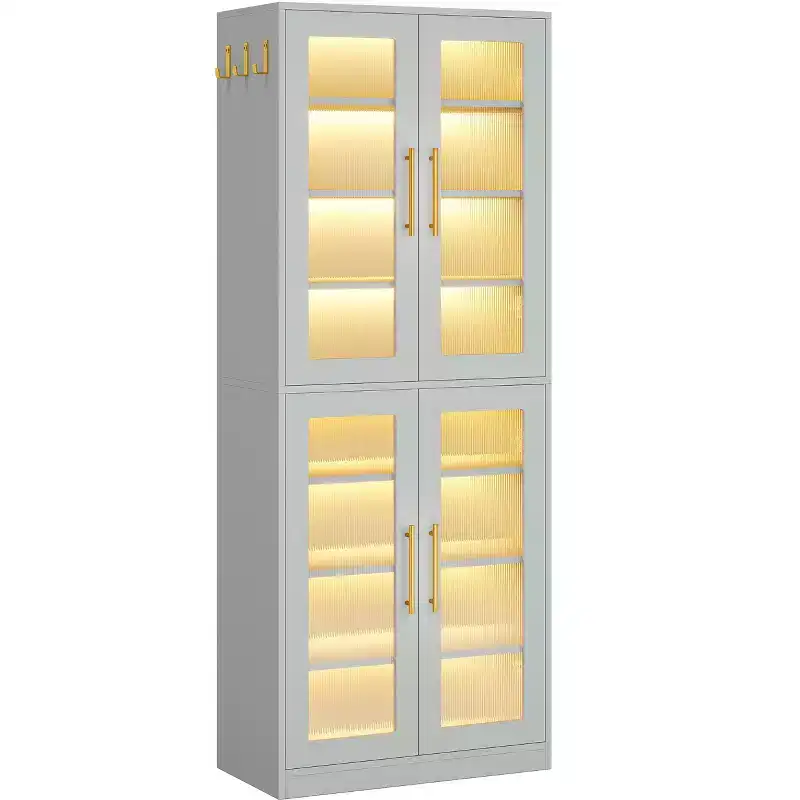 Tribesigns Shoe Cabinet with LED Lights, 8-Tier Shoe Organizer Storage Rack with Adjustable Shelf