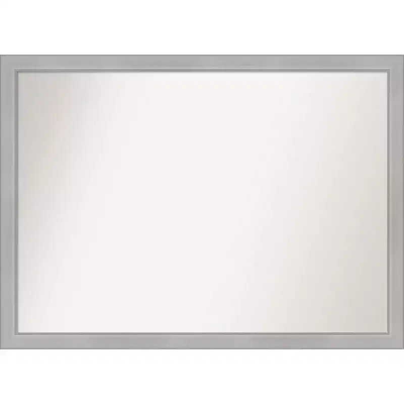 41" x 30" Non-Beveled Vista Brushed Nickel Narrow Bathroom Wall Mirror - Amanti Art: Includes Mounting Hardware, Polystyrene Frame