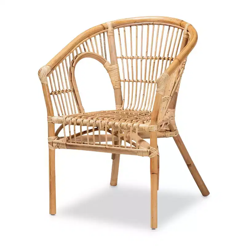 bali & pari 3pc Alleta Rattan Living Room Set Natural/Brown: Bohemian Style, No Assembly, Round Table Set