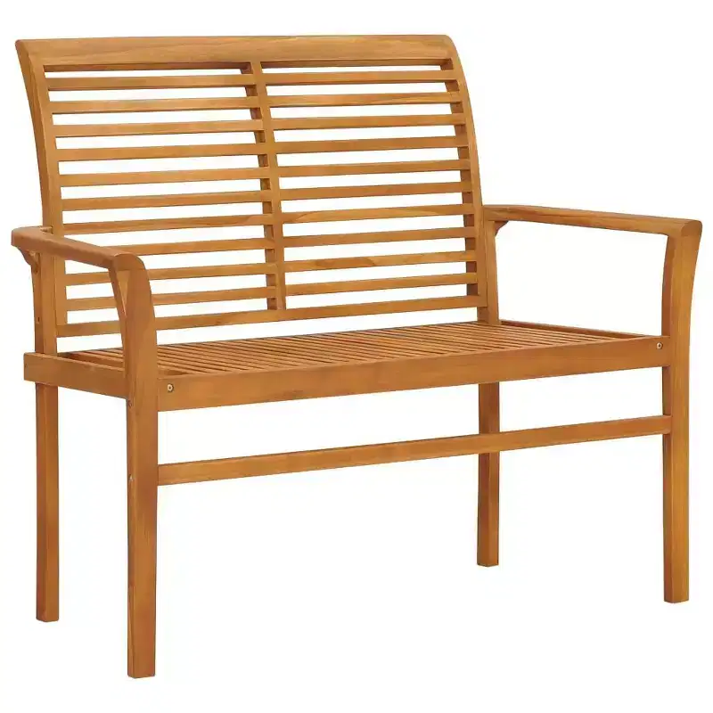 vidaXL Solid Teak Wood Patio Bench with Taupe Cushion - 44.1 Outdoor Garden Furniture with High Weather Resistance and Smooth Fine Sanded Finish
