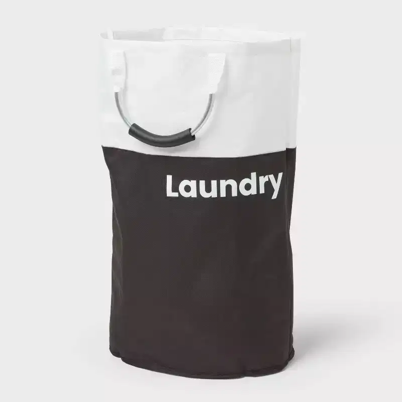 Structured Collapsible Laundry Hamper – Black Polyester